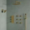 Luxury Brushed Gold Multi-Function Shower System with Rainfall Head, Body Jets & Hand Shower