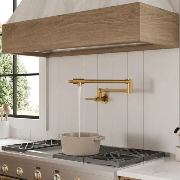 Luxury Brushed Gold Wall-Mounted Pot Filler Faucet