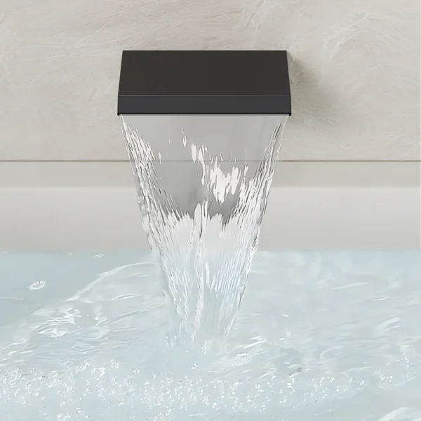 Matte Black Wall-Mounted Waterfall Bathtub Faucet with Handheld Shower – Modern Tub Filler Set