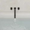 Matte Black Wall-Mounted Bathtub Faucet with Cross Handles – Modern Tub Filler