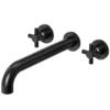 Matte Black Wall-Mounted Bathtub Faucet with Cross Handles – Modern Tub Filler