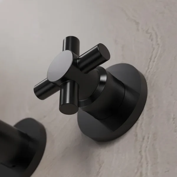 Matte Black Wall-Mounted Bathtub Faucet with Cross Handles – Modern Tub Filler