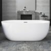 Luxury White Freestanding Oval Soaking Bathtub – Modern Spa-Style Standalone Tub