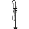 Luxury Matte Black Freestanding Bathtub Faucet with Hand Shower