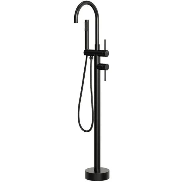 Luxury Matte Black Freestanding Bathtub Faucet with Hand Shower