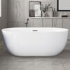 Luxury White Freestanding Oval Soaking Bathtub – Modern Spa-Style Standalone Tub