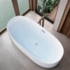 Luxury White Freestanding Oval Soaking Bathtub – Modern Spa-Style Standalone Tub
