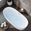 Luxury White Freestanding Oval Soaking Bathtub – Modern Spa-Style Standalone Tub