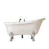 Luxury White Boat-Shaped Clawfoot Bathtub with Gold Feet – Vintage Freestanding Soaking Tub