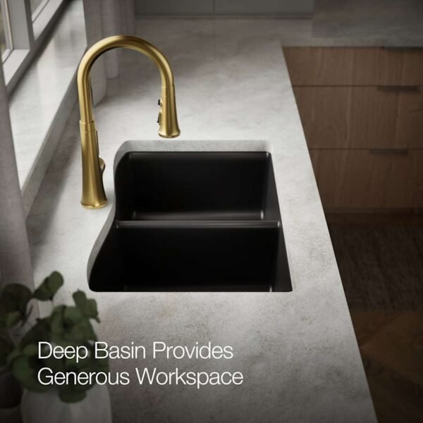 Matte Black Double Bowl Kitchen Sink with Center Divider