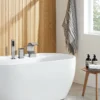 Modern Brushed Nickel Deck-Mounted Waterfall Bathtub Faucet with Hand Shower