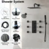 Luxury Matte Black Multi-Function Shower System with Rainfall Head, Body Jets & Hand Shower