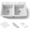 Double Bowl Farmhouse Apron Front Kitchen Sink with Accessories
