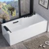 Flat-Edge (1) Luxury Rectangular Freestanding Soaking Bathtub – Modern Flat-Edge Standalone Spa Tub