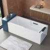 Flat-Edge (2) Luxury Rectangular Freestanding Soaking Bathtub – Modern Flat-Edge Standalone Spa Tub