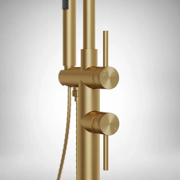 Luxury Brushed Gold Freestanding Bathtub Faucet with Hand Shower