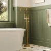 Luxury Brushed Gold Freestanding Bathtub Faucet with Hand Shower