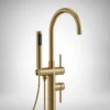 Luxury Brushed Gold Freestanding Bathtub Faucet with Hand Shower