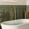 Luxury Brushed Gold Freestanding Bathtub Faucet with Hand Shower