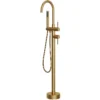 Luxury Brushed Gold Freestanding Bathtub Faucet with Hand Shower