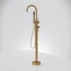 Luxury Brushed Gold Freestanding Bathtub Faucet with Hand Shower