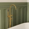 Luxury Brushed Gold Freestanding Bathtub Faucet with Hand Shower