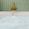 Luxury Brushed Gold Wall-Mounted Waterfall Bathtub Faucet – Modern Wide Spout Tub Filler