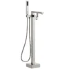 Modern Freestanding Bathtub Faucet with Hand Shower – Brushed Nickel Floor Mounted Tub Filler