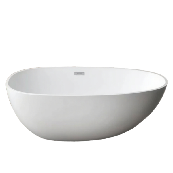 Luxury White Freestanding Oval Soaking Bathtub – Contemporary Deep Standalone Spa Tub
