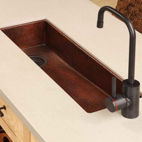 Hand-Hammered Narrow Bar & Prep Sink – Rectangular Undermount Design