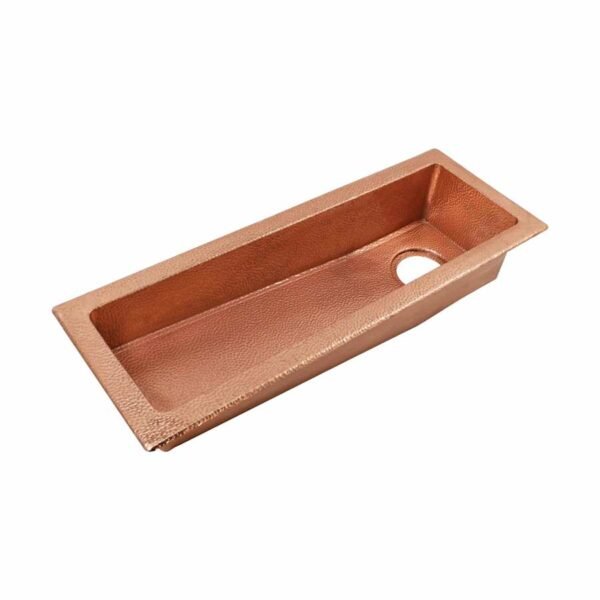 Hand-Hammered Narrow Bar & Prep Sink – Rectangular Undermount Design