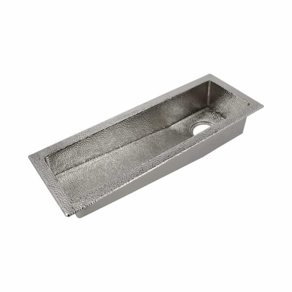 Hand-Hammered Narrow Bar & Prep Sink – Rectangular Undermount Design