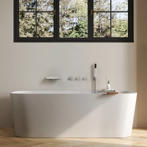 Modern Brushed Nickel Wall-Mounted Waterfall Bathtub Faucet with Hand Shower