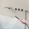 Modern Brushed Nickel Wall-Mounted Waterfall Bathtub Faucet with Hand Shower