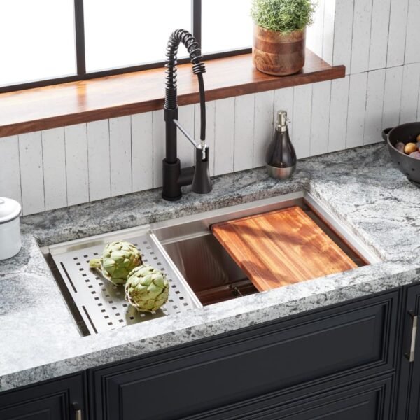 Kitchen Sink (1) Workstation Undermount Stainless Steel Kitchen Sink with Cutting Board & Prep Accessories
