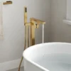 Luxury Freestanding Bathtub Faucet with Hand Shower – Brushed Gold Floor Mounted Tub Filler