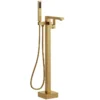 Luxury Freestanding Bathtub Faucet with Hand Shower – Brushed Gold Floor Mounted Tub Filler