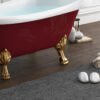 Luxury Red Freestanding Clawfoot Bathtub with Gold Feet – Vintage Roll Top Soaking Tub