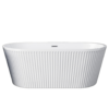 Luxury White Fluted Freestanding Soaking Bathtub – Modern Textured Oval Standalone Tub