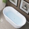 Luxury White Fluted Freestanding Soaking Bathtub – Modern Textured Oval Standalone Tub