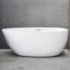 Modern White Freestanding Deep Soaking Bathtub – Luxury Oval Standalone Spa Tub