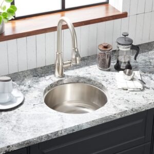 Round Undermount Stainless Steel Prep & Bar Sink – Compact Single Bowl Design