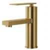 Modern Brushed Gold Single Handle Bathroom Sink Faucet – Cylindrical Design