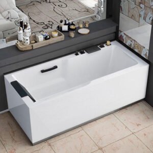 Spa (4) Luxury Rectangular Whirlpool Jetted Bathtub – Modern Freestanding Spa Hydro Massage Tub