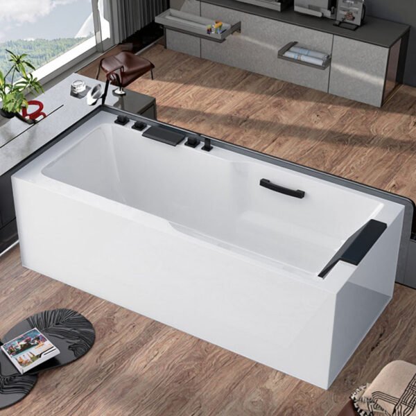 Luxury Rectangular Whirlpool Jetted Bathtub – Modern Freestanding Spa Hydro Massage Tub