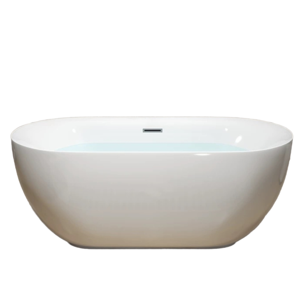 Modern White Freestanding Oval Soaking Bathtub – Minimalist Luxury Standalone Tub