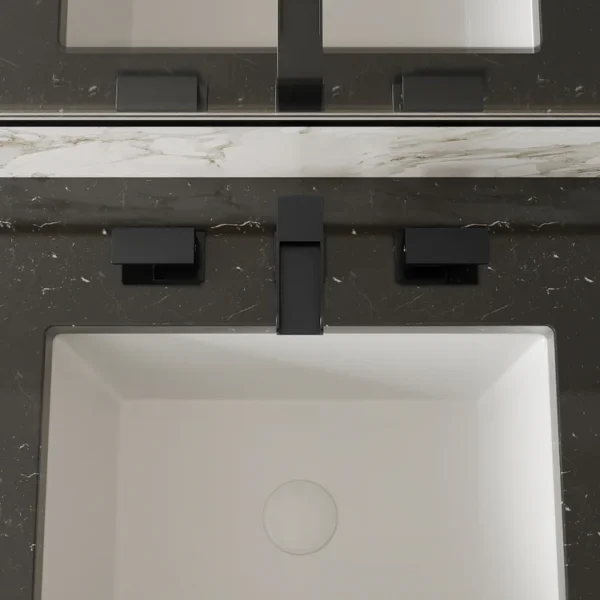 Modern Matte Black Widespread Waterfall Bathroom Sink Faucet