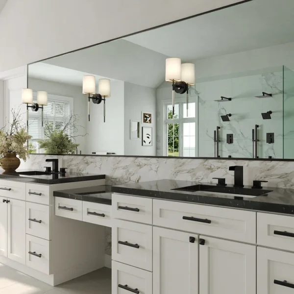 Modern Matte Black Widespread Waterfall Bathroom Sink Faucet