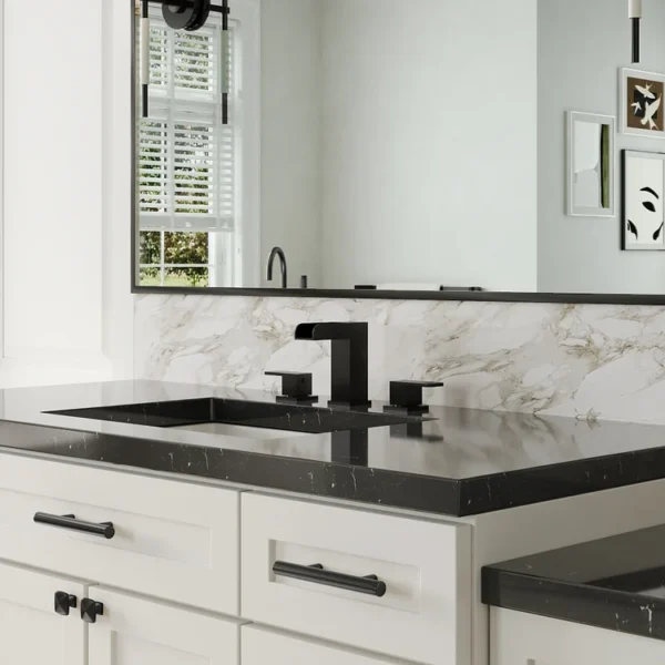 Modern Matte Black Widespread Waterfall Bathroom Sink Faucet