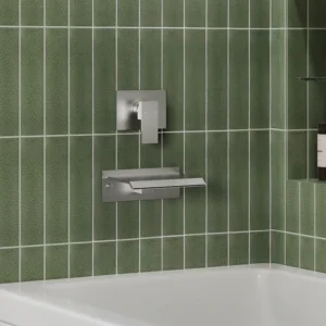 Modern Brushed Nickel Wall-Mounted Waterfall Bathtub Faucet – Wide Spout Tub Filler